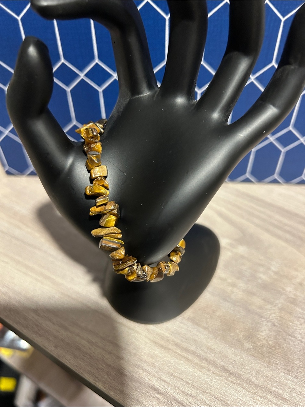Tiger Eye Chip Stretch Bracelet - Gold Brown Beaded Women’s Jewelry